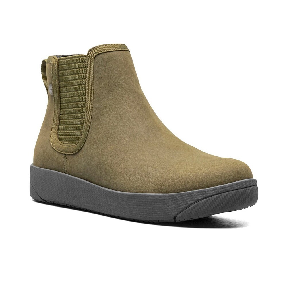 Bogs Kicker 72777-303 Boots Women's US 6.5 Olive Leather Ankle Chelsea JOBB945